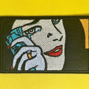 Art Deco Crying Woman Embroidery Patch